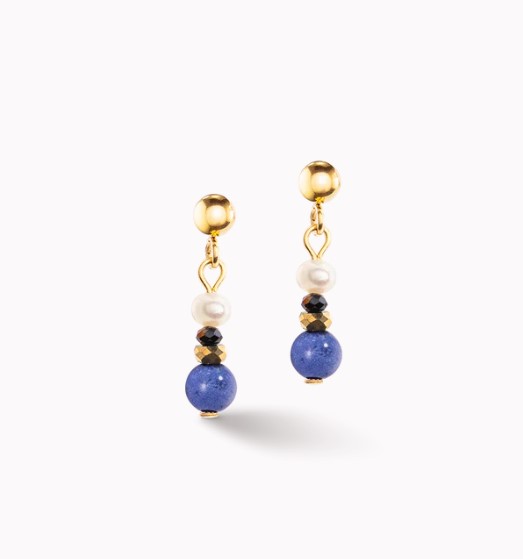Earrings Flow Freshwater Pearls & Sodalite Gold